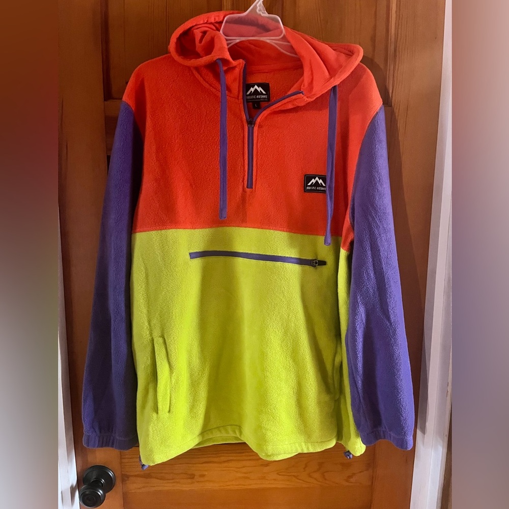 The White Lotus Sydney Sweeney Colorblock Hoodie men’s L fleece pockets outdoor